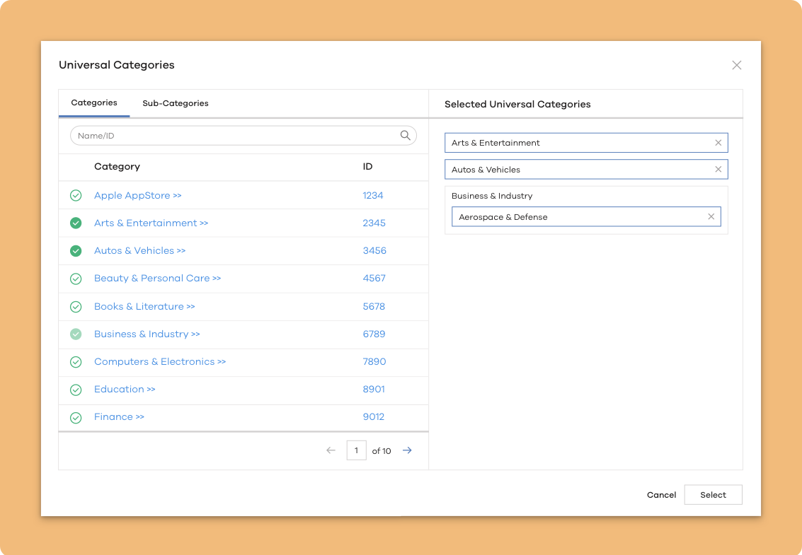 A mockup of the redesigned Targeting module.
