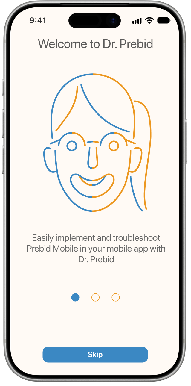 Screenshot of the Dr. Prebid welcome screen.
