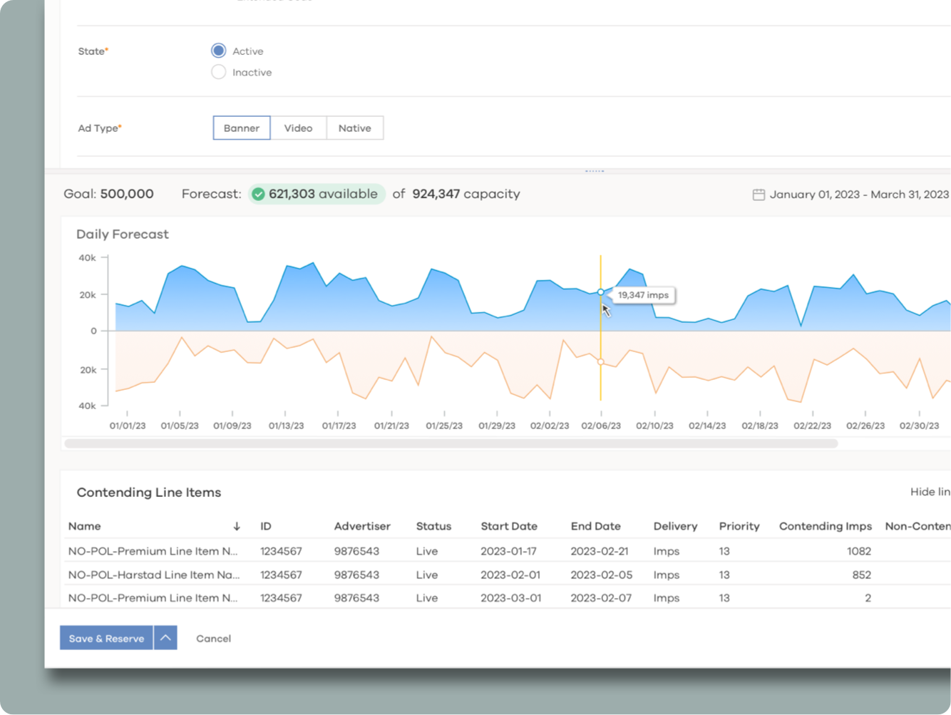 A screenshot of our new forecasting feature.